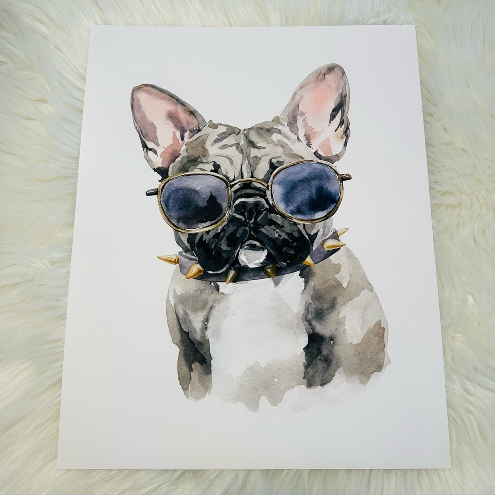 Watercolor French Bulldog Pet Dog Wall Art Illustration Print Poster Unframed - Picture 12 of 14